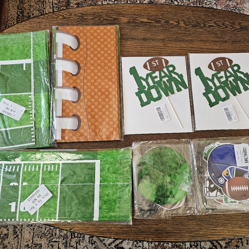 1st Year Down Football 1st Birthday Or Football Theme Party Supplies NEW